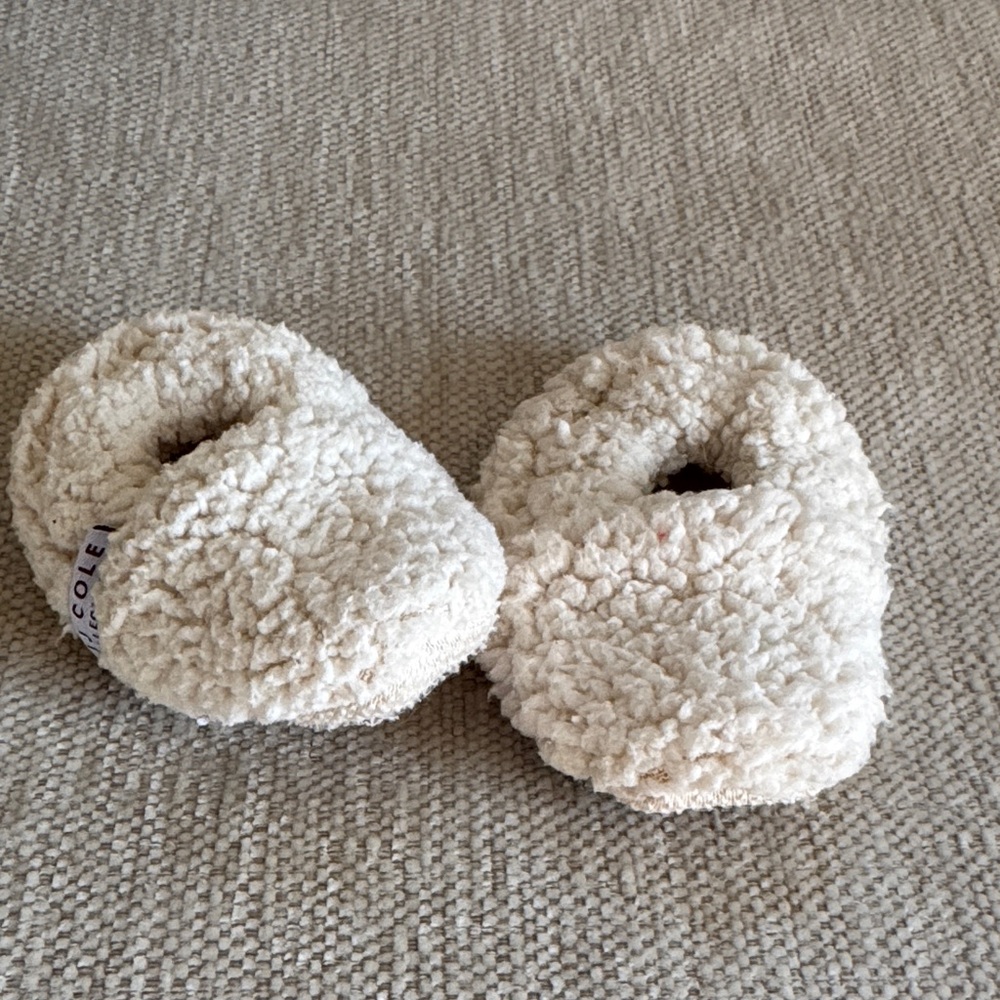 JJ Cole Cream Fuzzy Kids Slippers